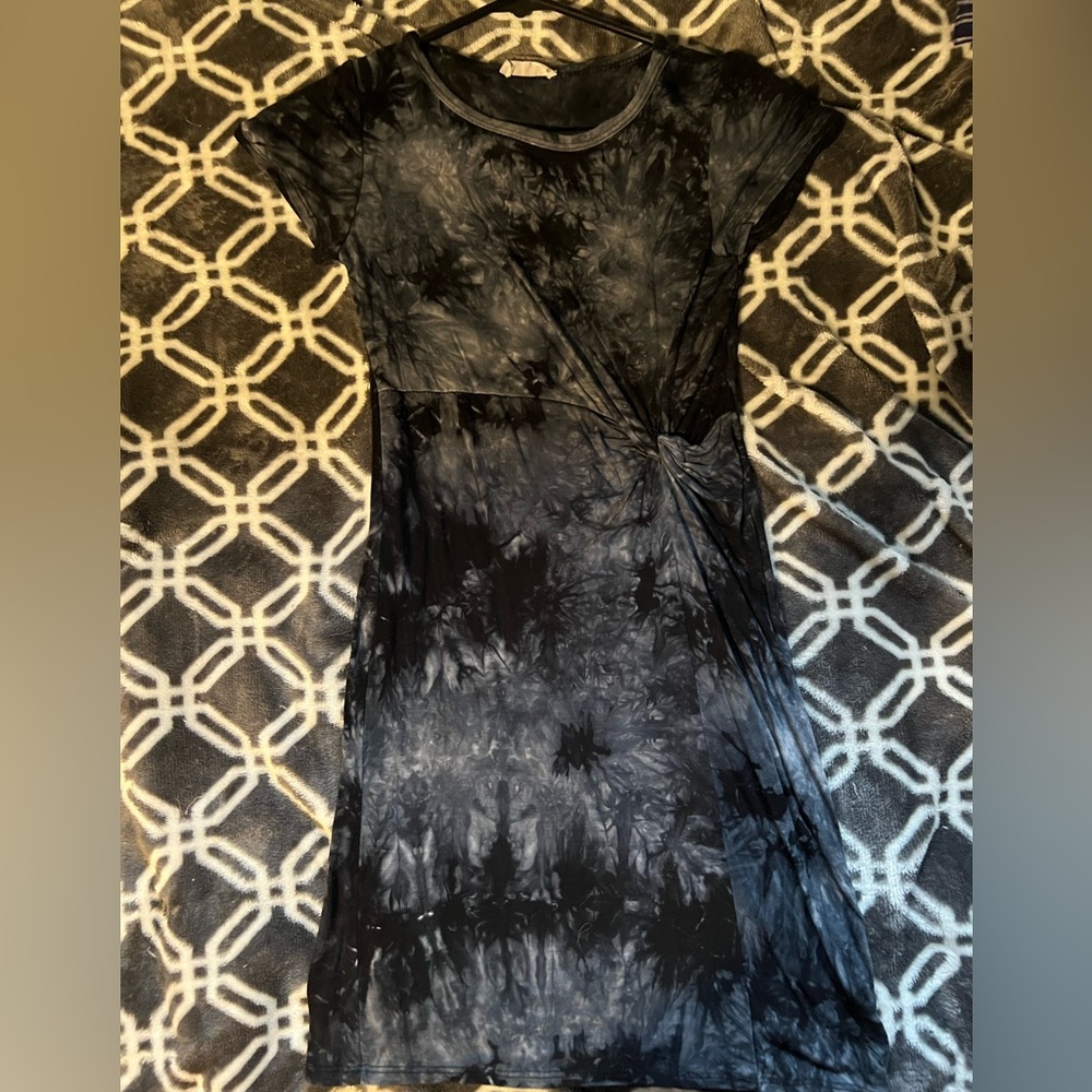 Black tie dye mini dress